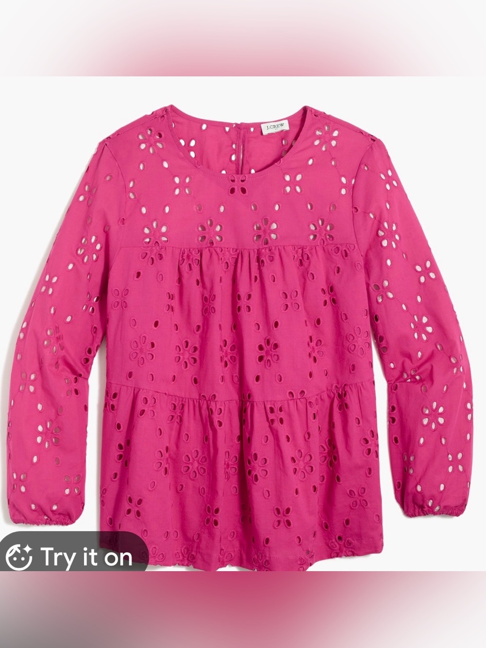 🩷 J. Crew Hot Pink Eyelet Blouse- Lined Size M. VGU 🩷